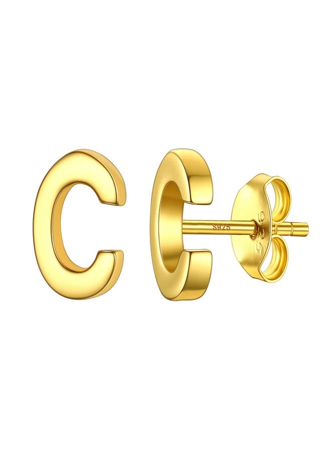 PROSILVER Gold Stud Earrings for Women Initial Stud Earring Hypoallergenic Gold Plated Earrings Letter C Womens Trendy Dainty Studs Jewelry Small Earings - Image 1